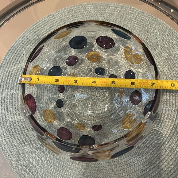 Vintage Mid Century Modern Colorful Glass Bowl, 7” Round - Picture 5 of 6